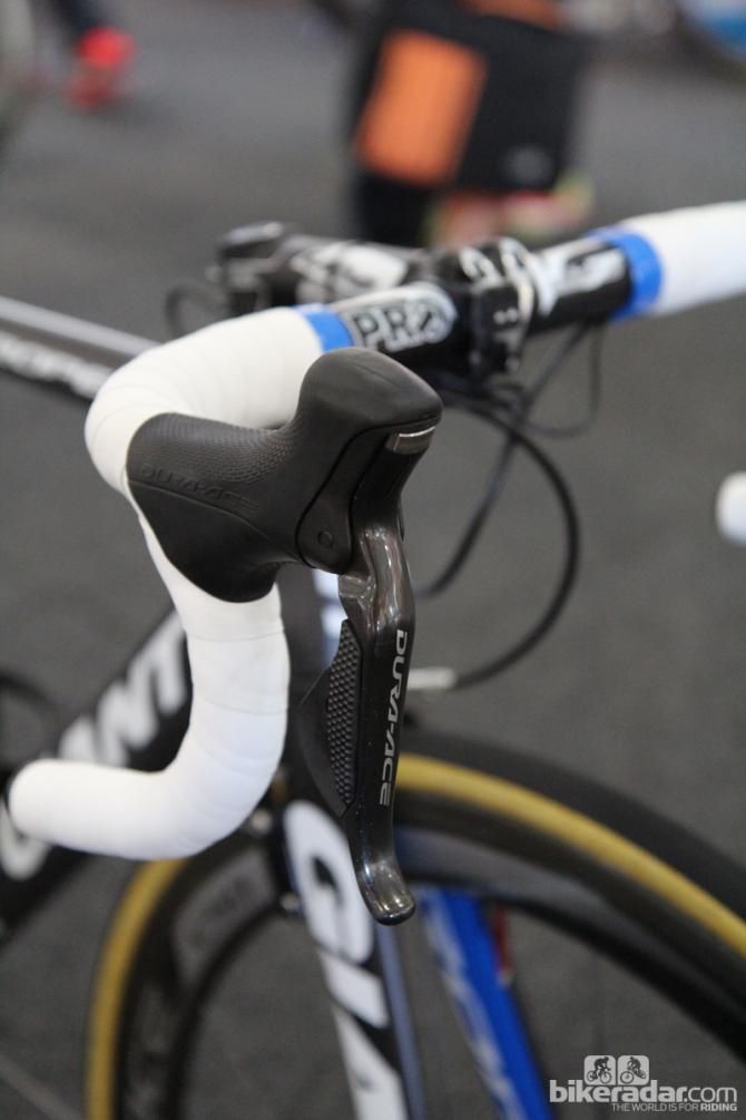 Shimano has already introduced its new Dura-Ace Di2 9070 group but teams here at the Tour Down Under are still using the older 7970 version for now.