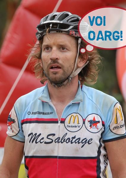 Rene Haselbacher was a bit stunned after his kangaroo encounter mid-race