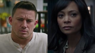 Channing Tatum in Dog and Thandiwe Newton in All The Old Knives, pictured side by side.