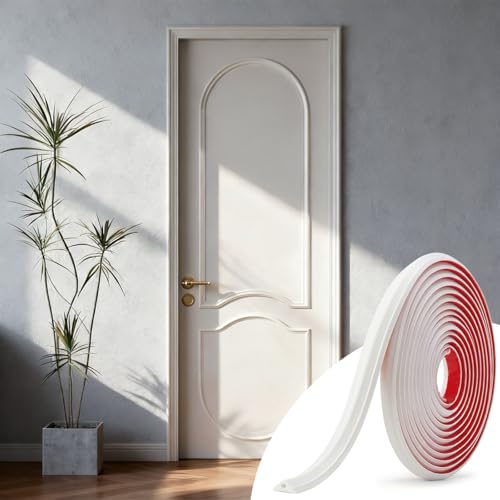 Jsiwoth Peel and Stick Flexible Wall Moulding Trim, 6.1m Thick 3d Tpe Self Adhesive Trim for Wainscoting/picture Frame Wall, Waterproof, Easy Cut &amp;amp; Install, White