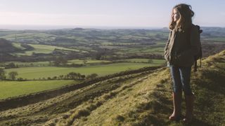 A woman hiking in the English countryside