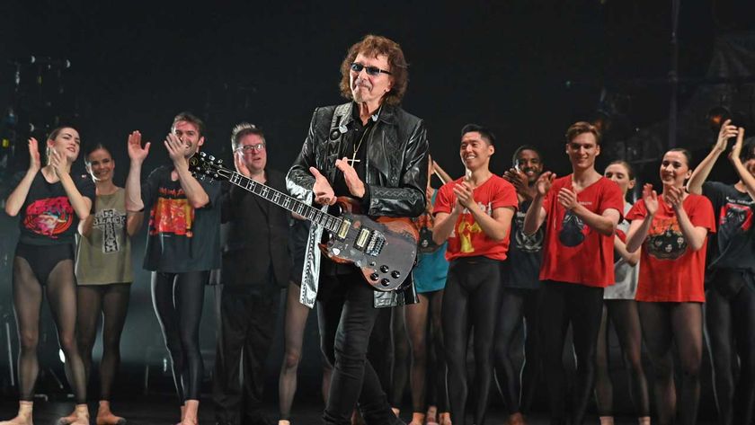 Tony Iommi bows at the curtain call during the press night performance of &quot;Black Sabbath – The Ballet&quot; at Sadler&#039;s Wells Theatre on October 18, 2023 in London, England