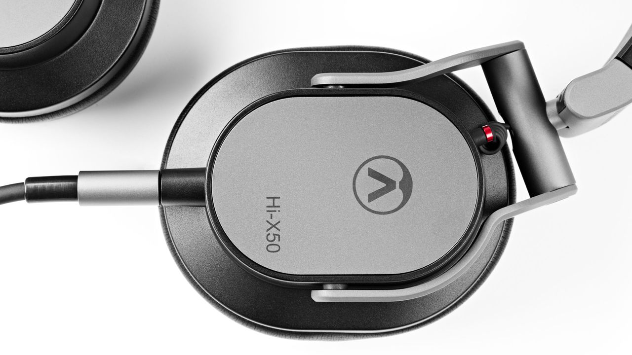 Austrian Audio Hi-X50 headphones close-up shot of the earcup on a white background