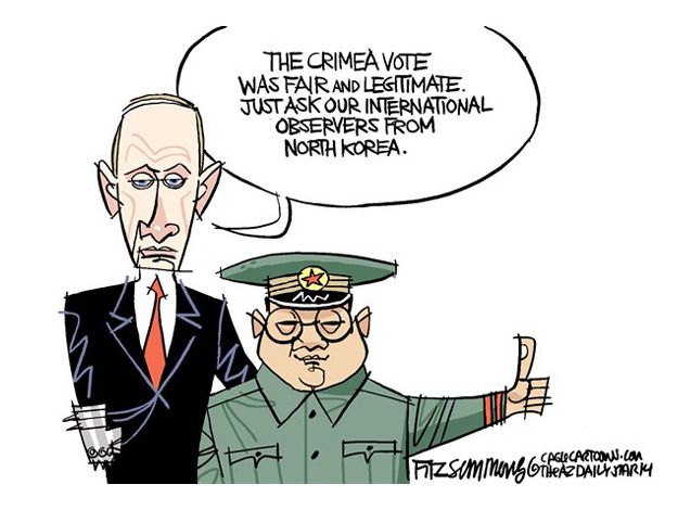 Political cartoon Crimea vote North Korea