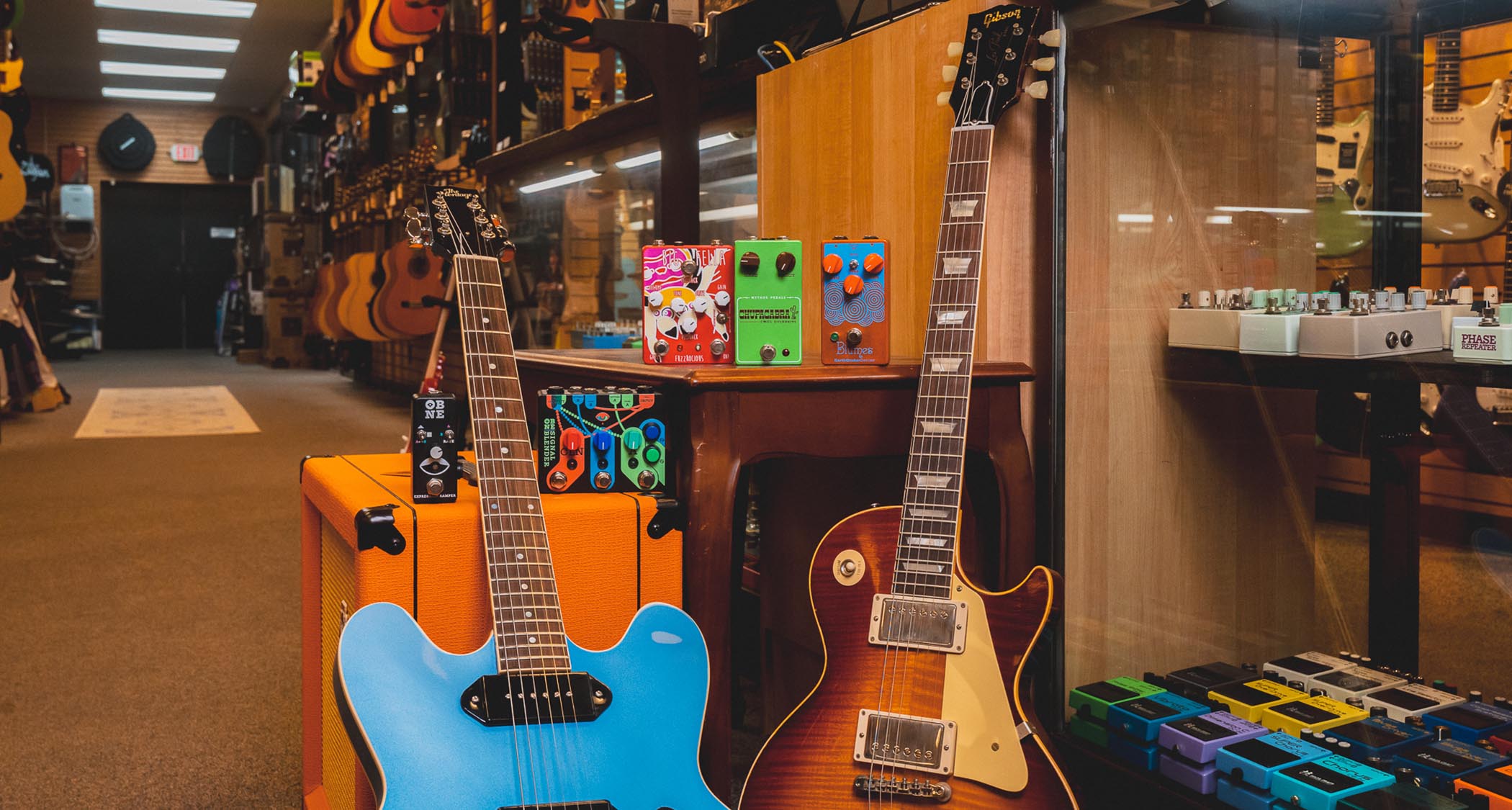 The view from the shop floor at the legendary guitar stores Russo Music