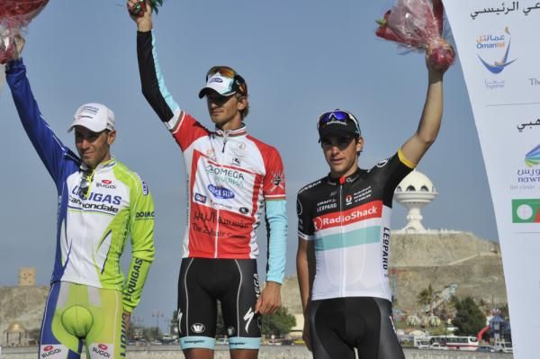 Tour of Oman overall podium with Peter Velits (Omega Pharma-Quickstep) on top