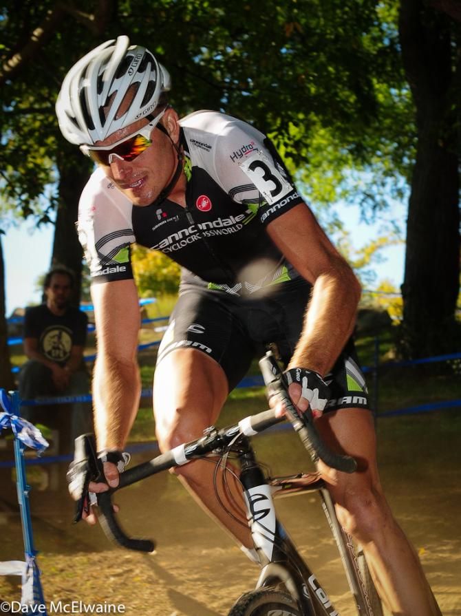 Big Ryan Trebon (Cannondale Cyclocrossworld.com) following Powers with three laps to go