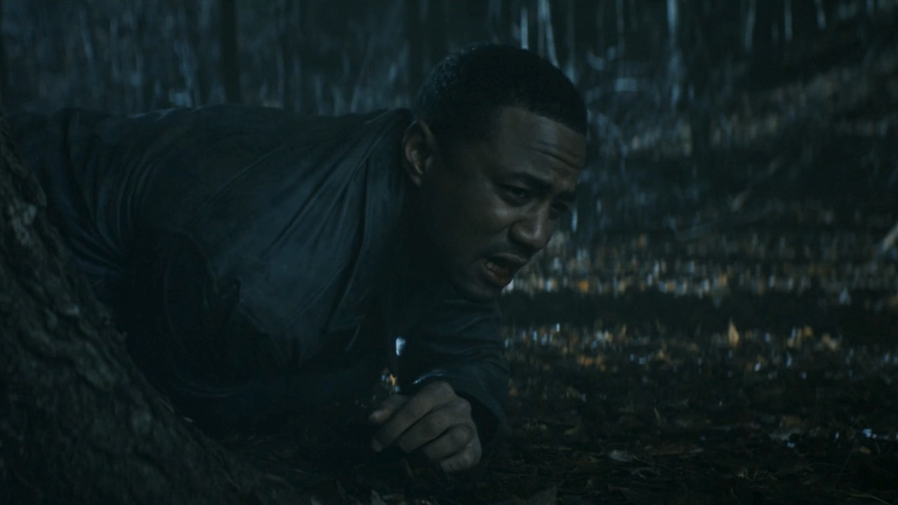 A-Train lying on the ground after crashing through trees in The Boys Season 5 premiere