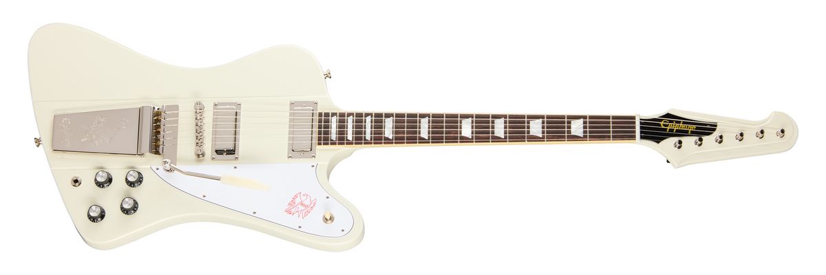 Epiphone Inspired By Gibson Custom 1963 Firebird V Reissue With Maestro Vibrola Polaris White