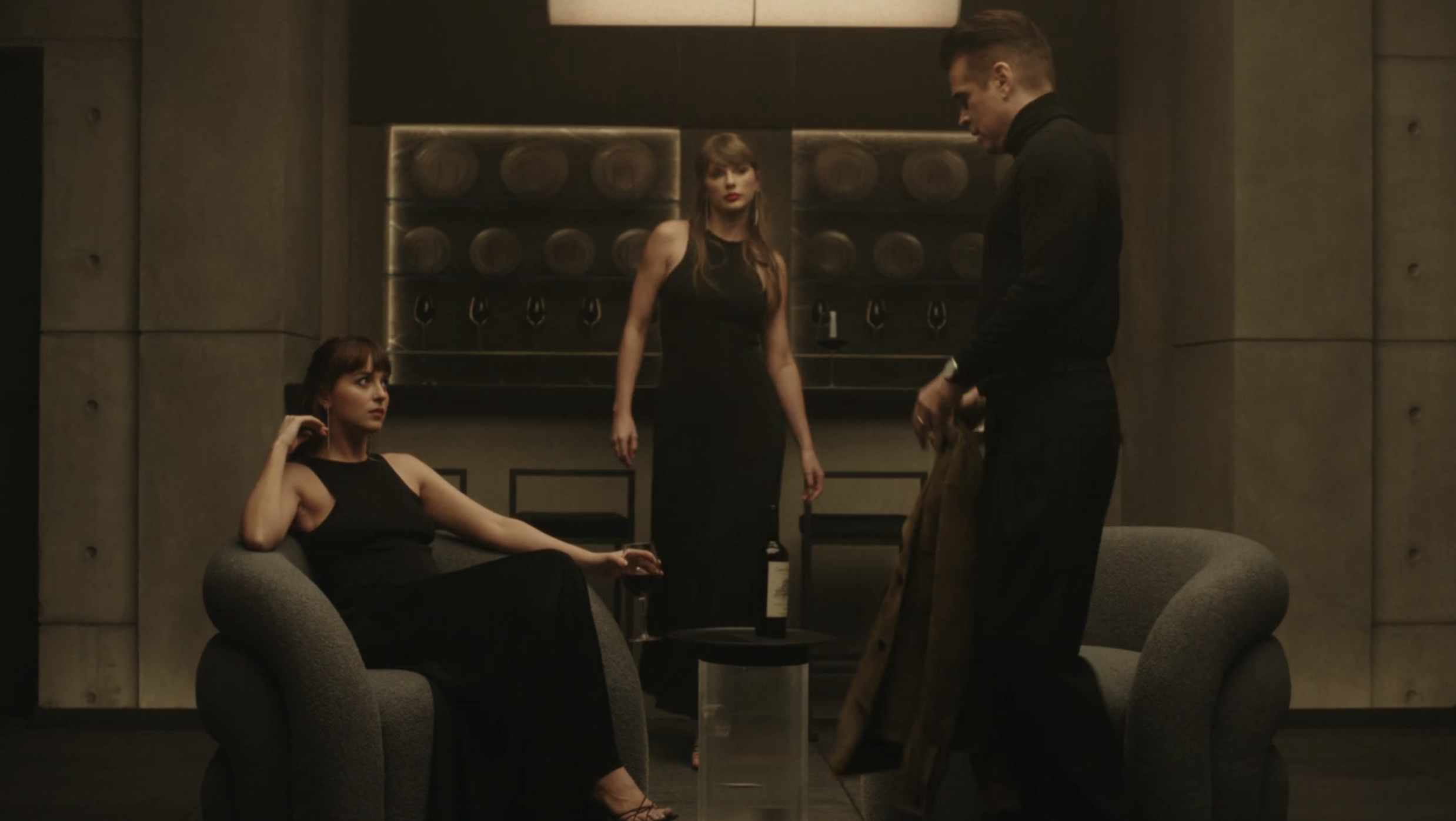 Taylor Swift and Dakota Johnson outfits in the "Patient Zero" music video