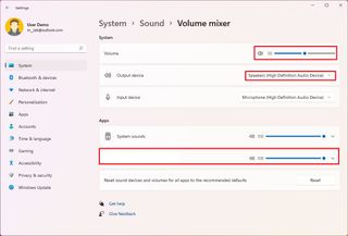 Windows 11 volume mixer