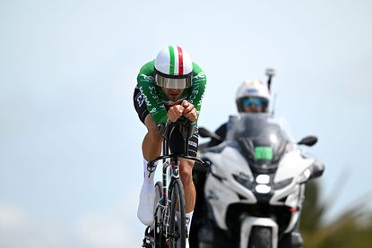 MASSA, ITALY - MAY 19: Filippo Ganna of Italy and Netcompany INEOS Cycling Team competes during the 109th Giro d'Italia 2026, Stage 10 a 42km individual time trial stage from Viareggio to Massa / #UCIWT / on May 19, 2026 in Massa, Italy. (Photo by Dario Belingheri/Getty Images)