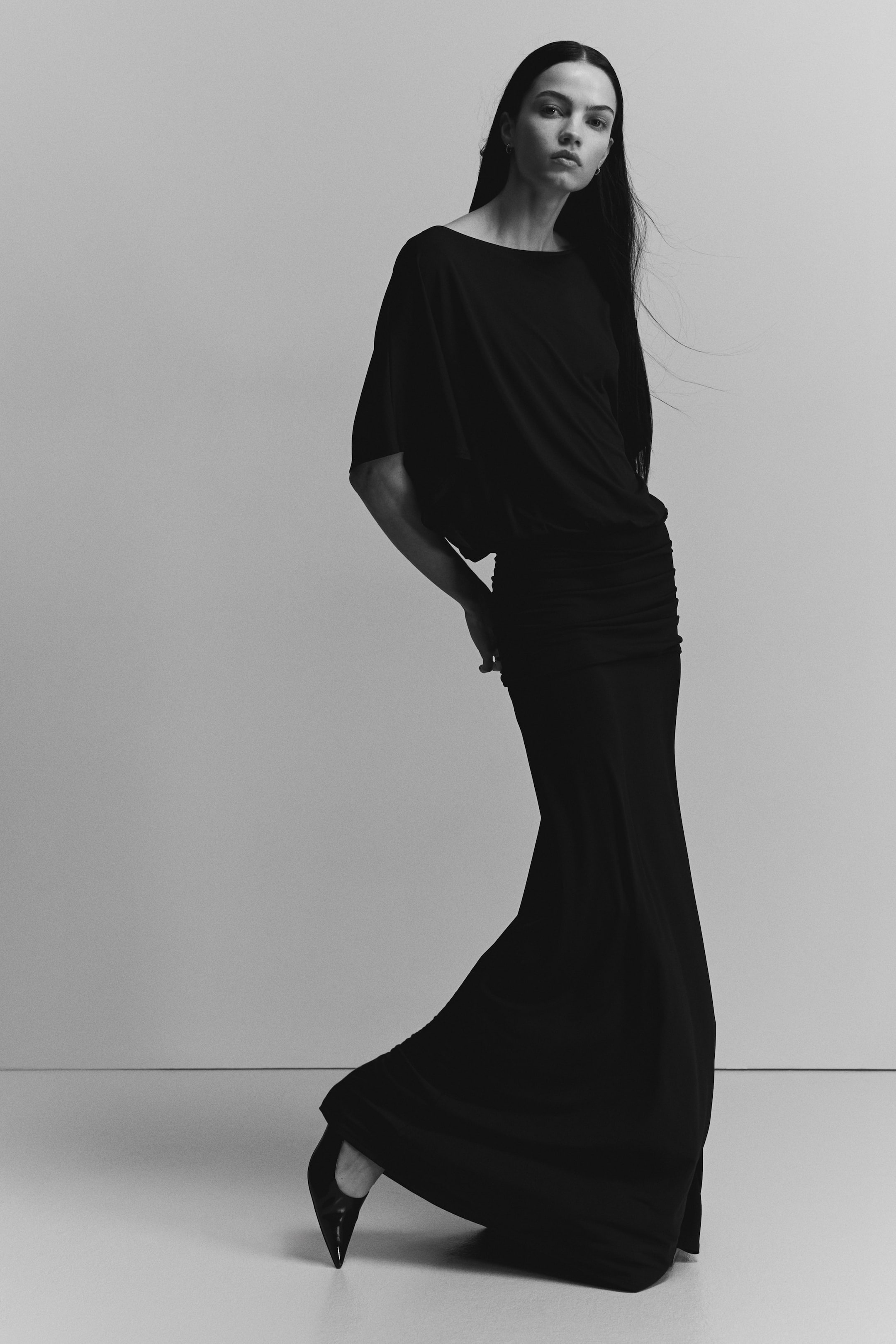 Draped Maxi Dress - Black