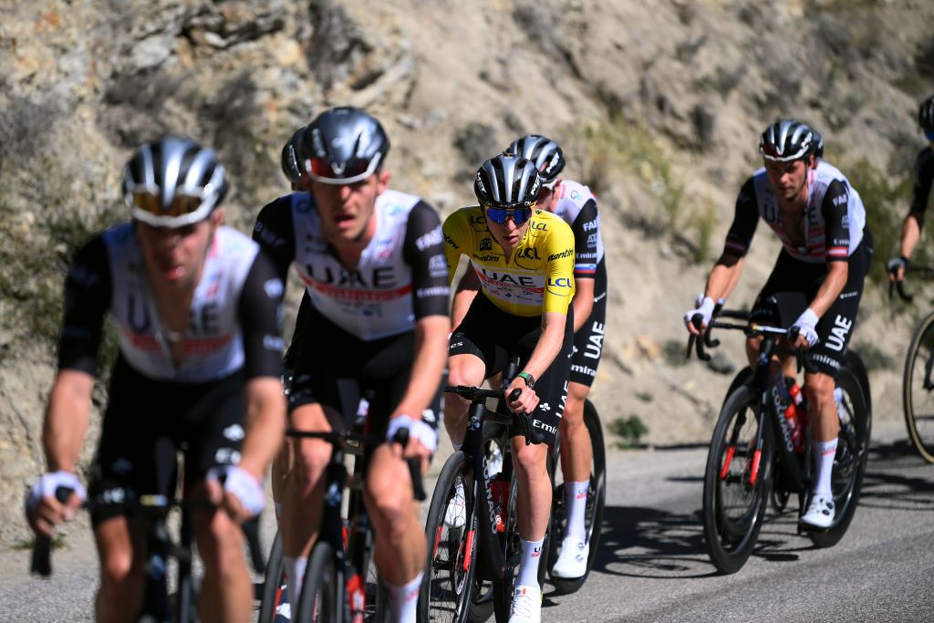 COL DE LA COUILLOLE FRANCE MARCH 11 Tadej Pogacar of Slovenia and UAE Team Emirates Yellow Leader Jersey competes during the 81st Paris Nice 2023 Stage 7 a 1429km stage from Nice to La Col de la Couillole 1676m UCIWT ParisNice on March 11 2023 in La Col de la Couillole France Photo by Alex BroadwayGetty Images