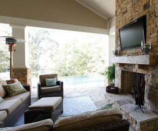 Outdoor tv in outdoor living space