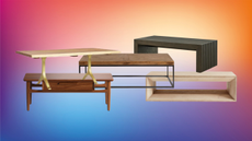 rectangular coffee tables on a colorful background