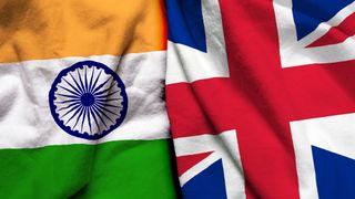 The flags of India and the UK side by side