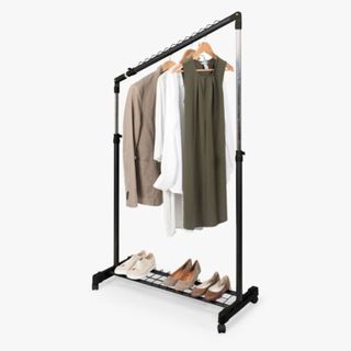 sloping space saving clothes hanging rail