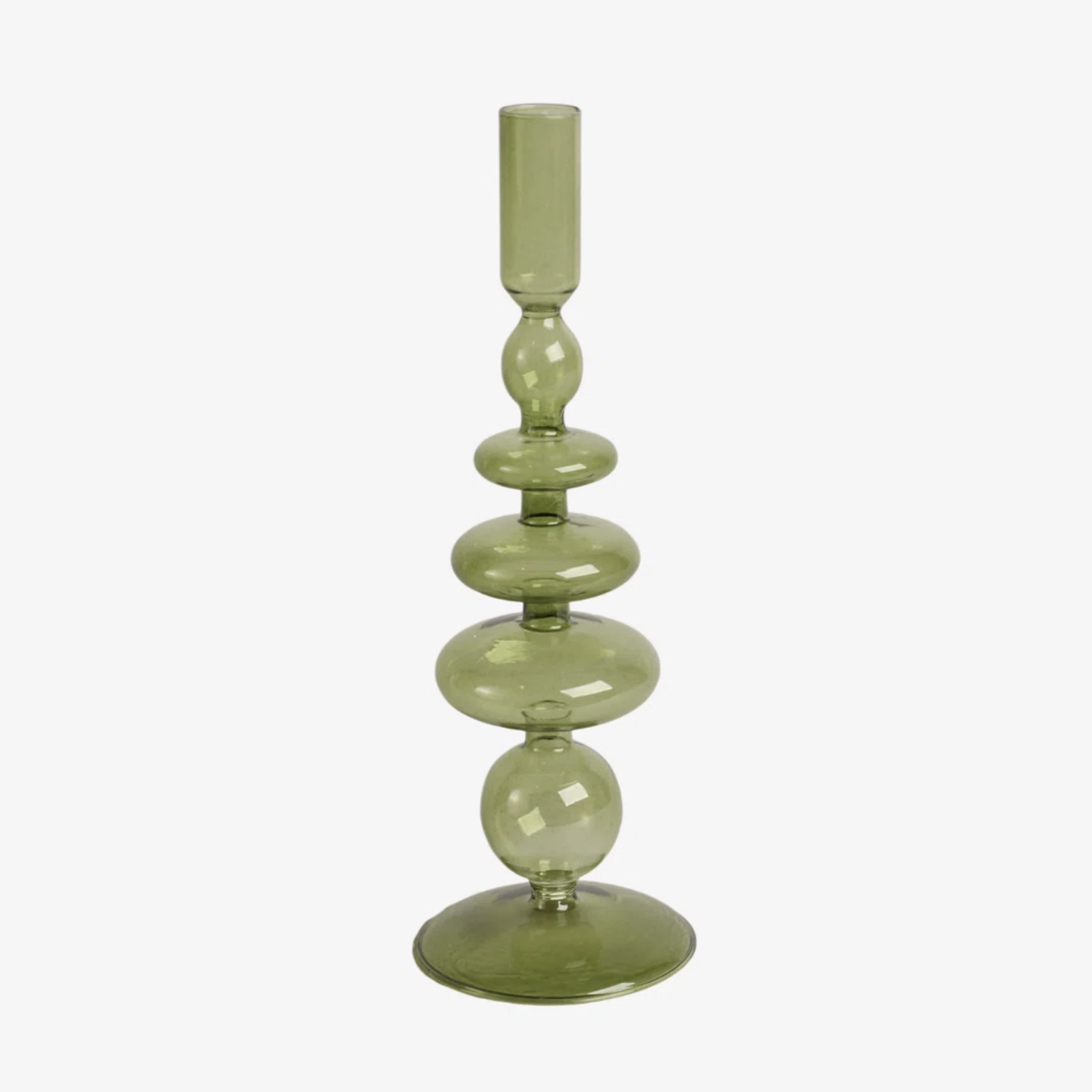green glass candle holder