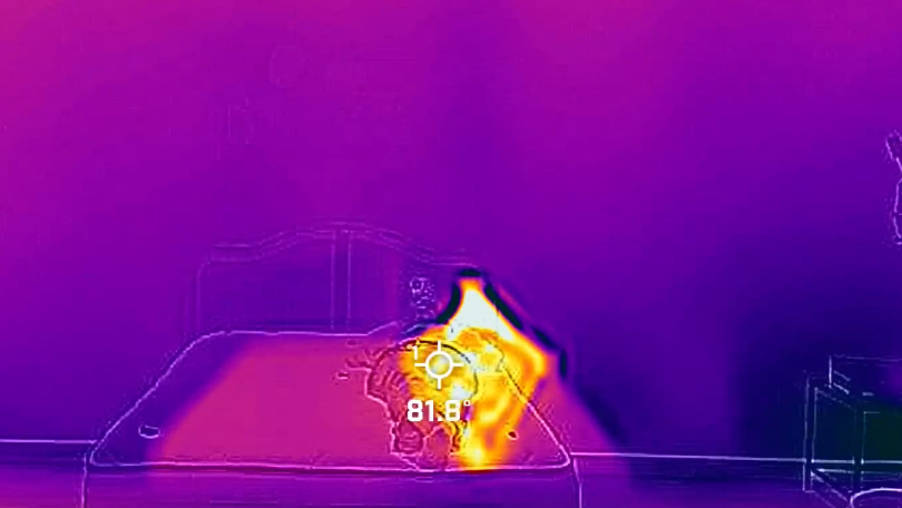 A thermal imaging test showing the maximum temperature increase of the Helix Sunset Luxe.