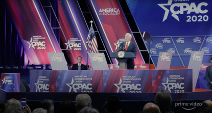 Vice President Mike Pence is seen speaking at CPAC in the trailer for Borat 2.