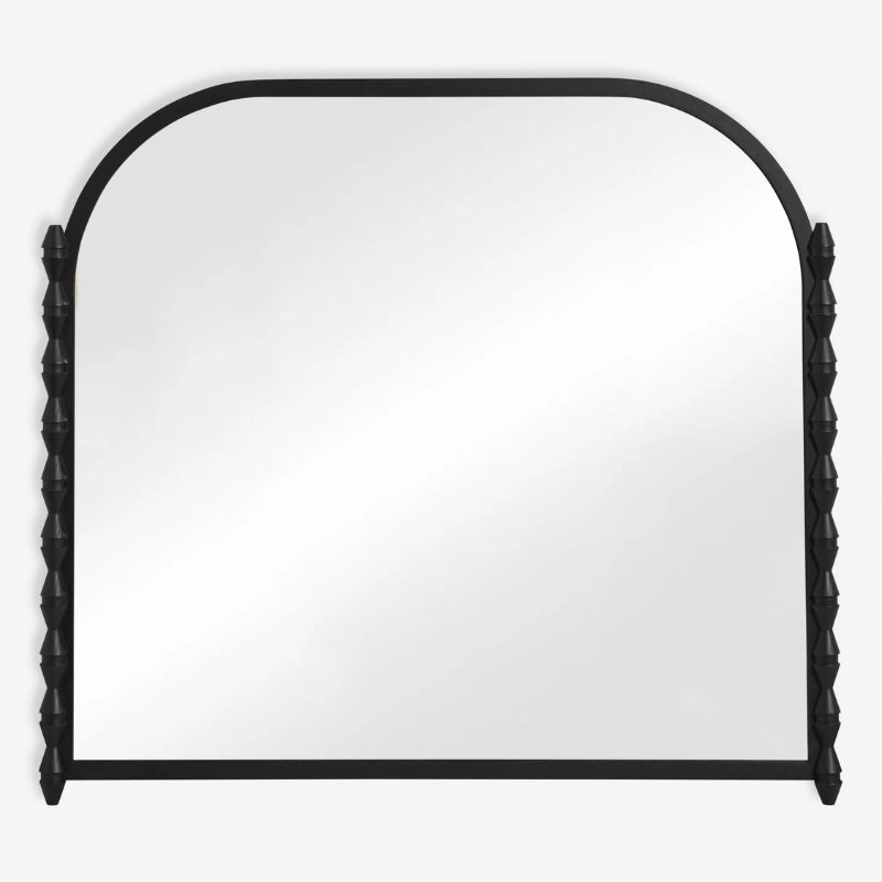black curved mirror with detailed edges
