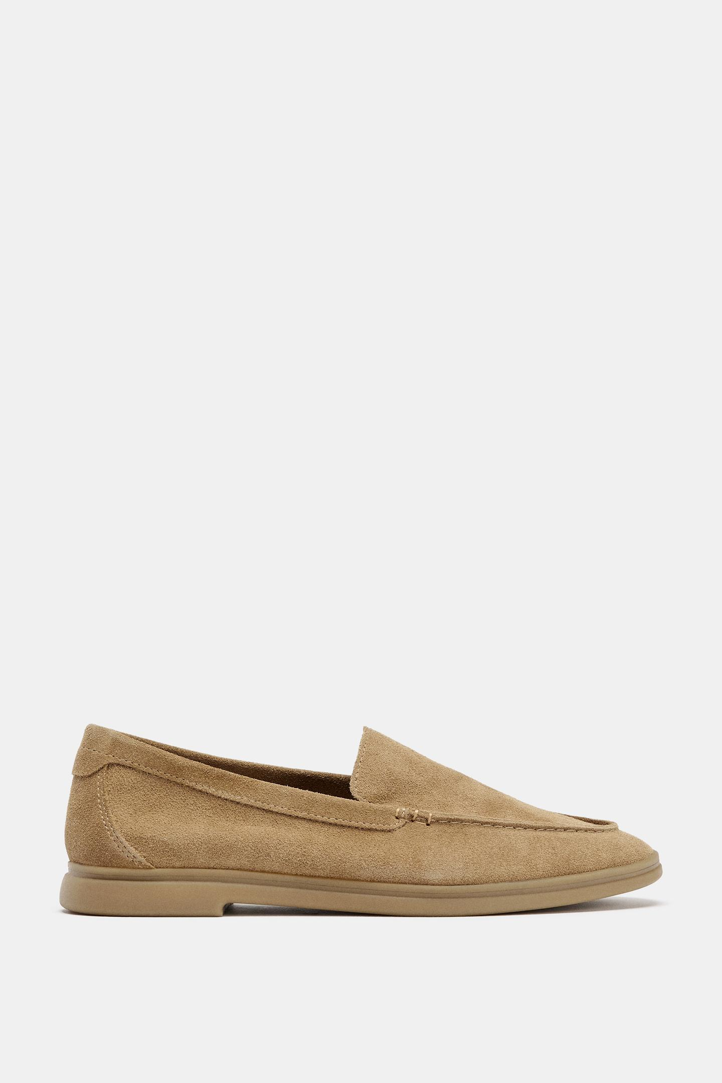ZARA, Low Heel Split Leather Loafers
