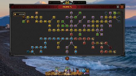 Task Bar Hero Runes menu with lots of upgrades unlocked