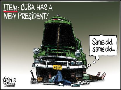 Political cartoon world Cuba presidency Miguel Diaz-Canel