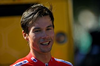 Team Jumbo rider Slovenias Primoz Roglic looks on before the start of the 18th stage of the 2019 La Vuelta cycling Tour of Spain a 1775 km race from Colmenar Viejo to Becerril de la Sierra on September 12 2019 Photo by OSCAR DEL POZO AFP Photo credit should read OSCAR DEL POZOAFP via Getty Images