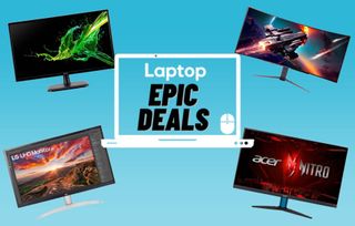 four monitors against blue background labor day deals