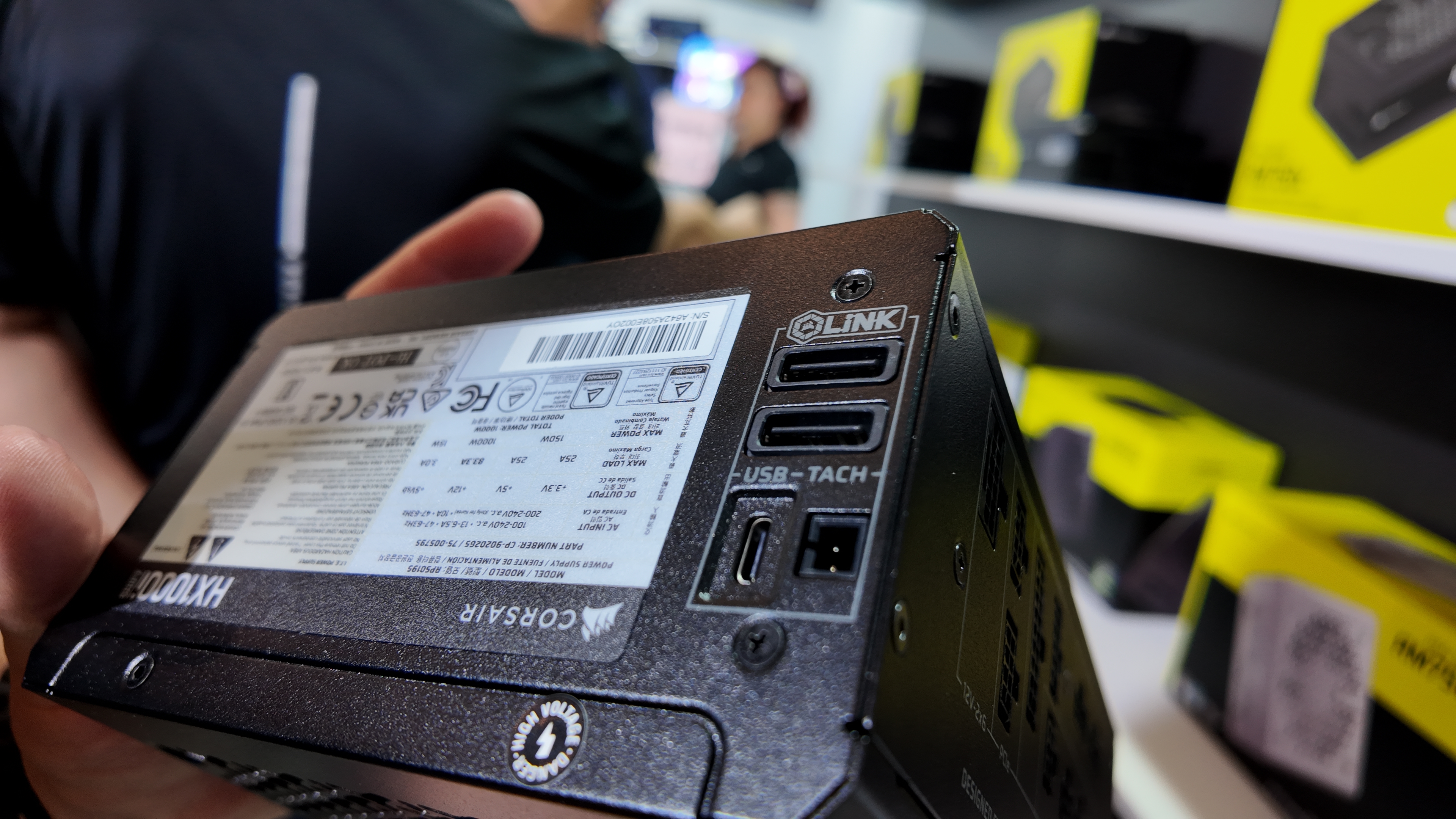 A Corsair translucent power supply at Computex 2025.
