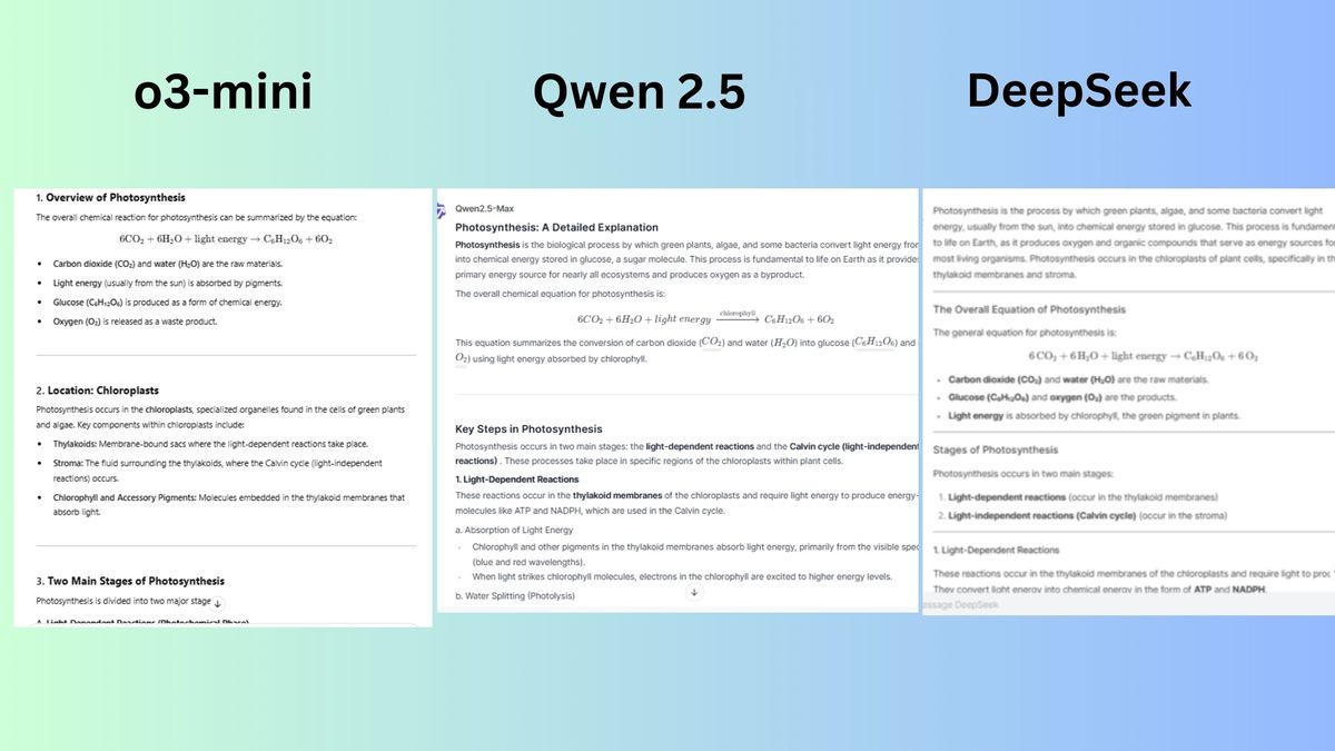 I tested DeepSeek R1 vs Qwen 2.5 vs ChatGPT o3-mini with 7 prompts ...