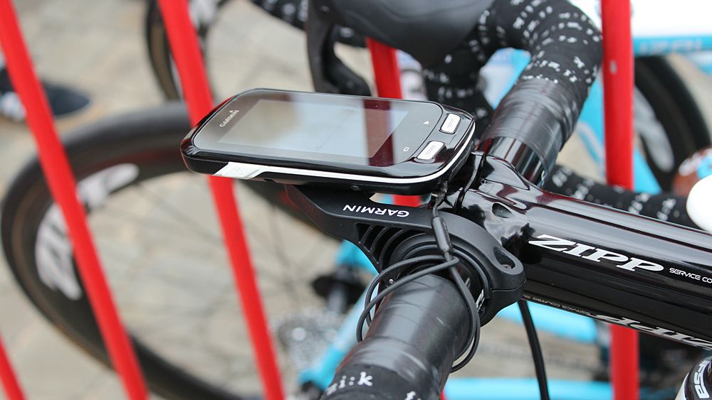 AG2R's Gediminas Bagdonas raced with the big Garmin Edge 1000 &mdash;&nbsp;with a leash, just in case