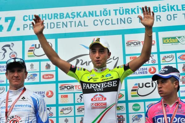 Matteo Rabottini (Farnese Vini - Neri Sottoli) tops the podium for stage five.