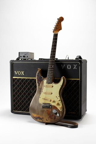 Rory Gallagher's Vox AC30 amp, Dalls Rangemaster booster, and 1961 sunburst Fender Stratocaster