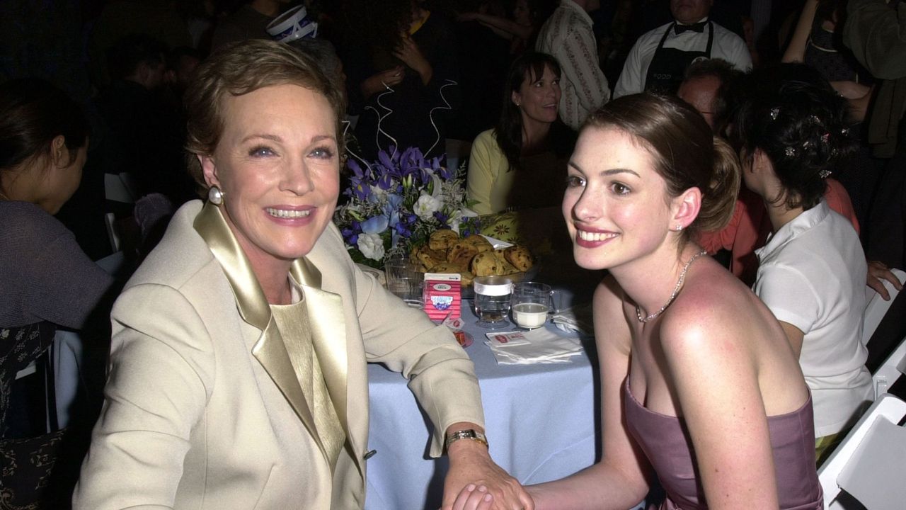 Julie Andrews and Anne Hathaway attend the Princess Diaries after party