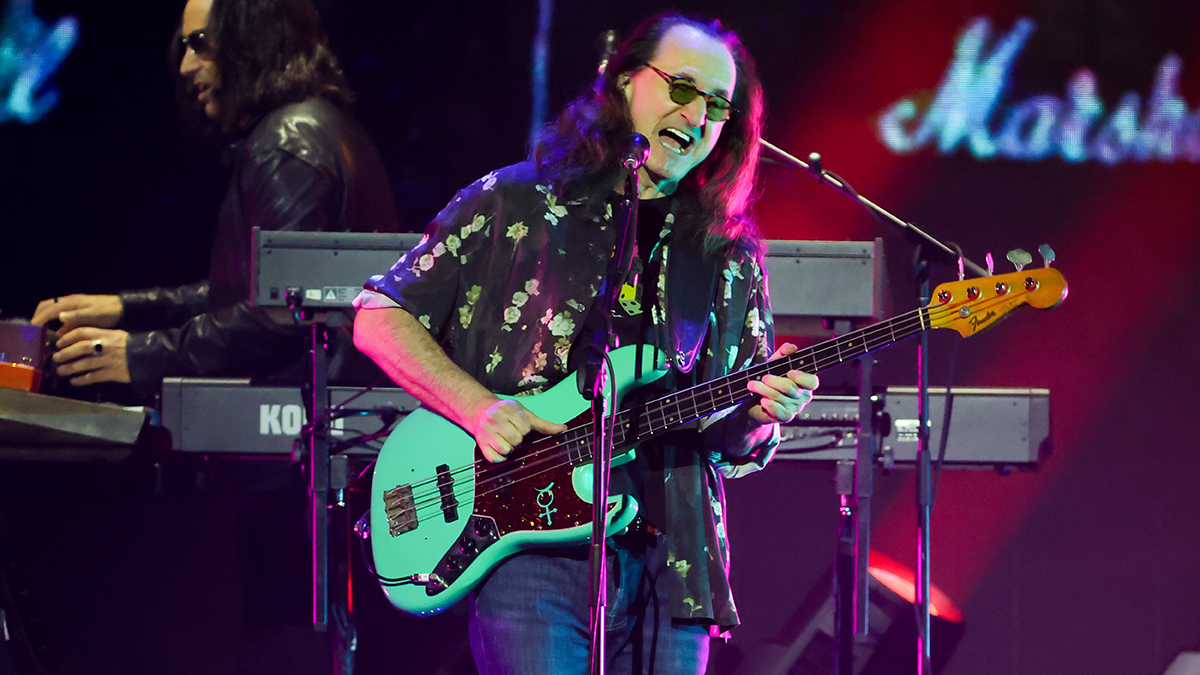 HAMILTON, ONTARIO - MARCH 29: Geddy Lee of Rush performs onstage during the 2026 JUNO Awards at TD Coliseum on March 29, 2026 in Hamilton, Ontario. (Photo by Cindy Ord/Getty Images)