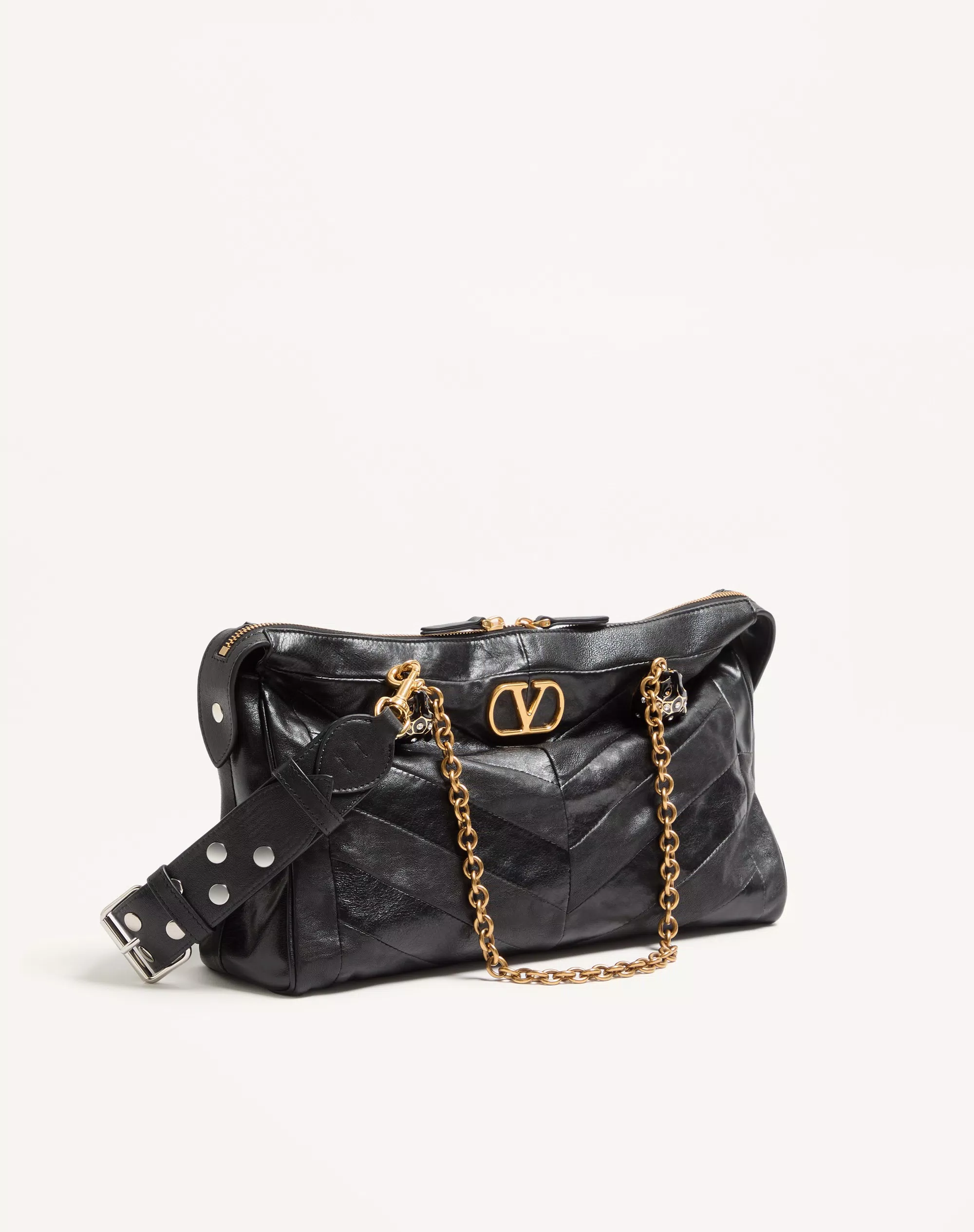 Valentino Garavani, Panthea Shoulder Bag in Nappa Leather With Chevron Pattern
