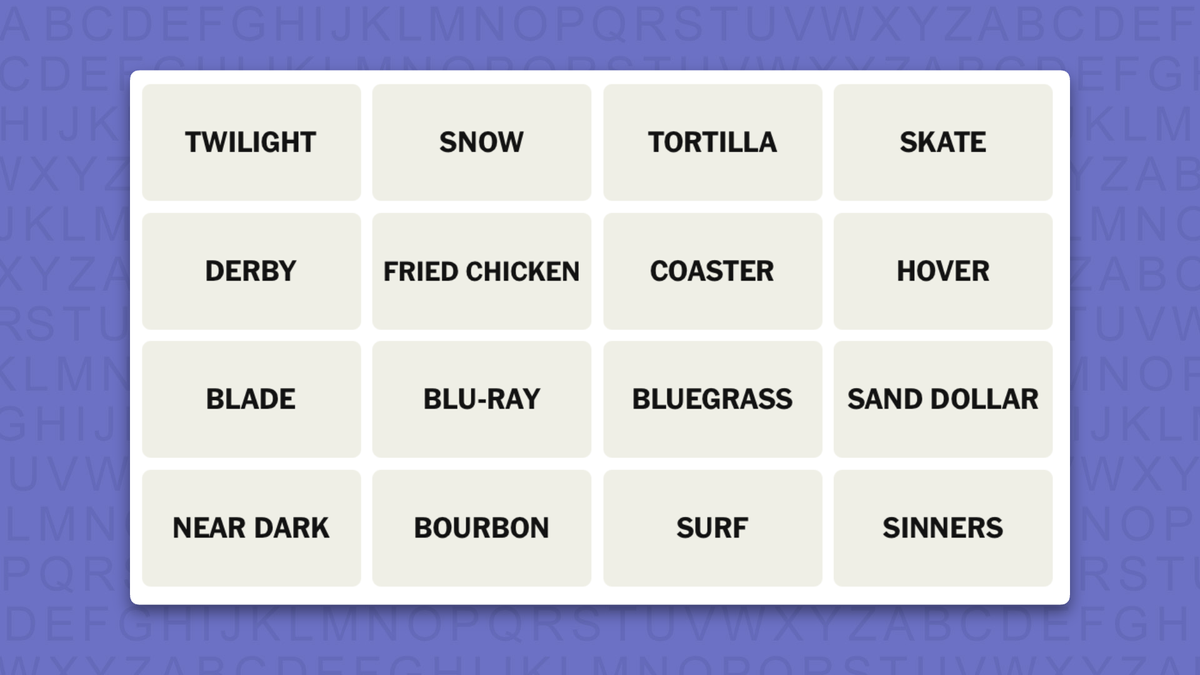 NYT Connections hints for game 1197 on a purple background