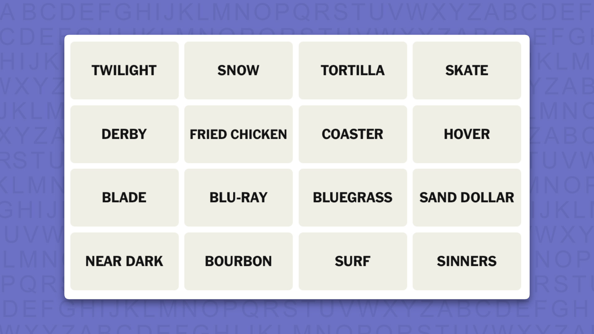 NYT Connections hints for game 1197 on a purple background