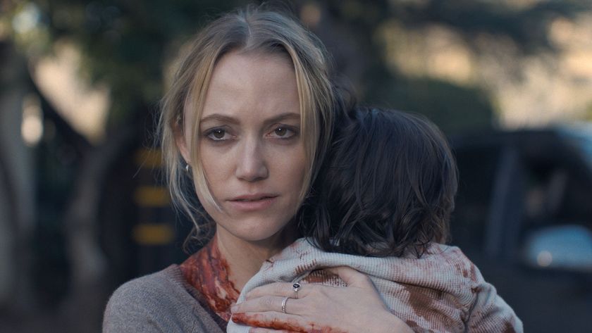 (L-R) Maika Monroe as Polly Murphy and Nora holding baby, Lola Contreras as Josie Morales in 20th Century Studios&#039; THE HAND THAT ROCKS THE CRADLE.