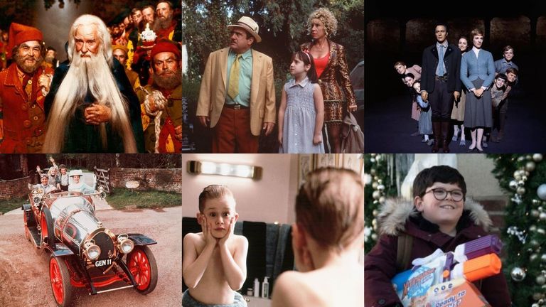A composite image of 6 different feel good Christmas movies