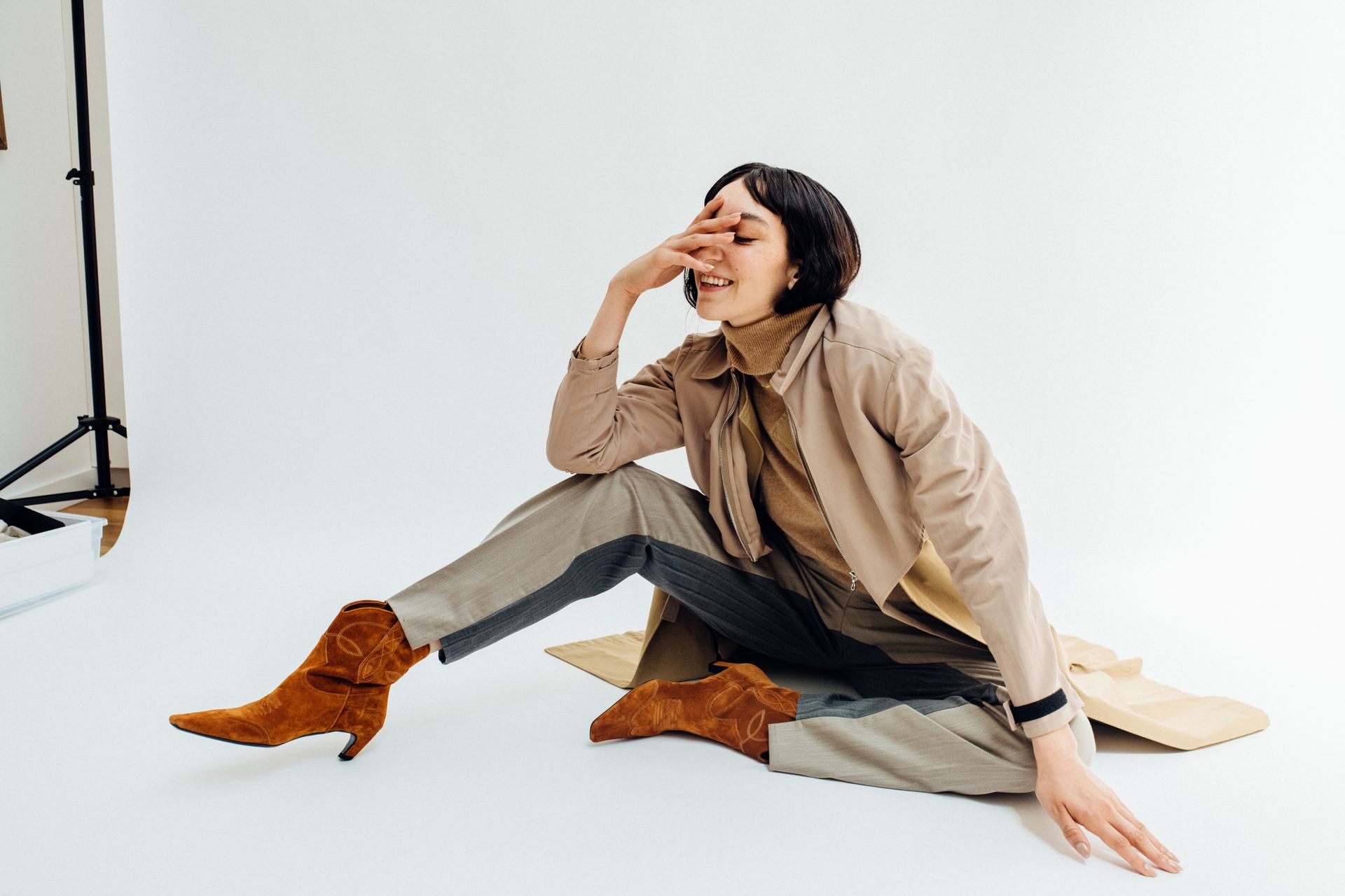 Trench coat and denim