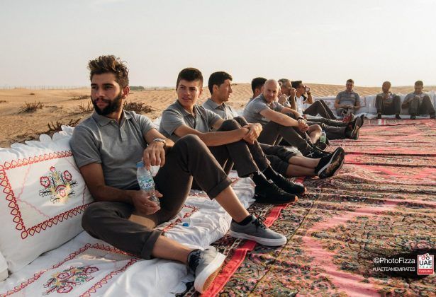 Fernando Gaviria spends time with his new UAE Team Emirates teammates