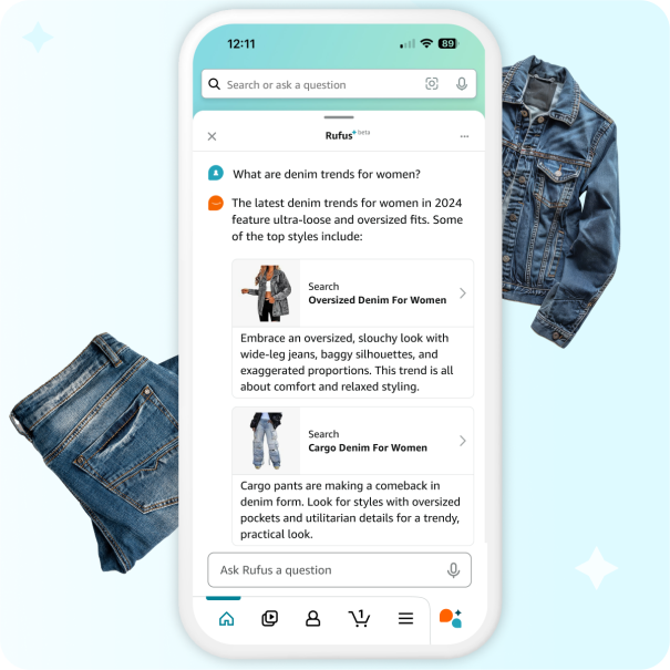 Amazon Rufus in use showcasing how it can recommend products to users