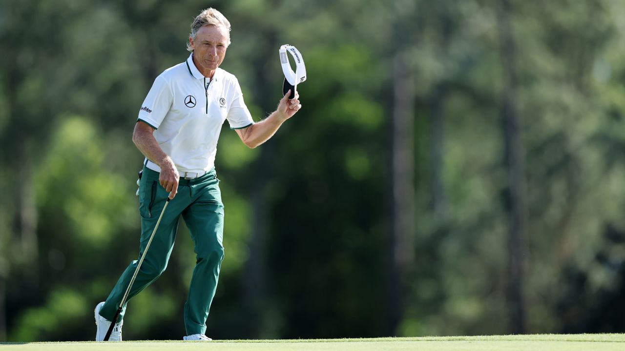 Photo of bernhard Langer waving at the Masters