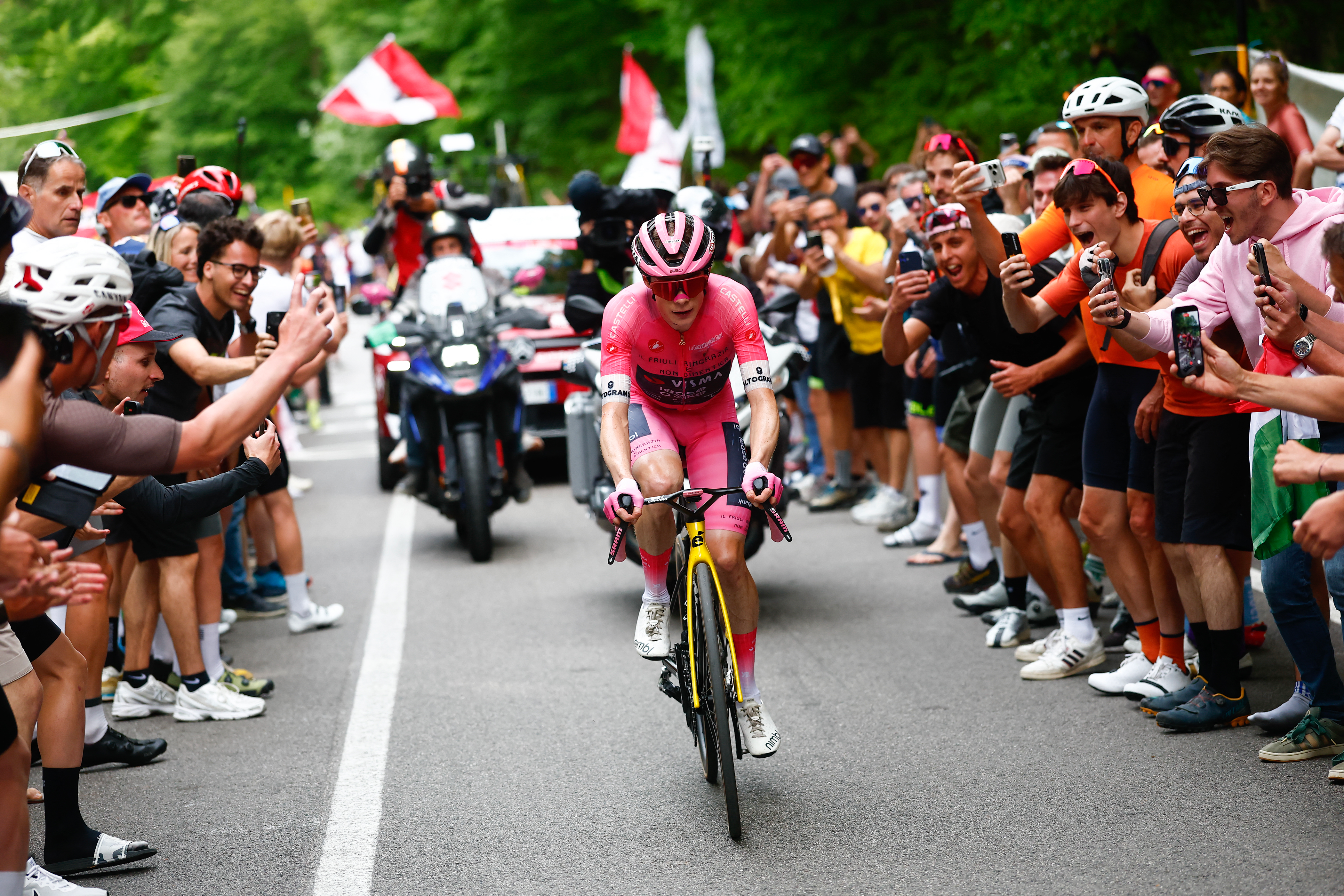 Jonas Vingegaard rides up Piancavallo during the 2026 Giro d'Italia