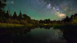 Milky Way Reflected from a Pond in Lee, Maine