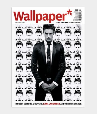 Karl Lagerfeld reelable sticker Wallpaper* magazine cover design for October 2009 issue